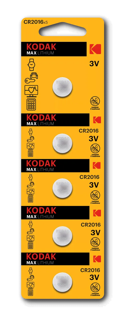 Батарейки Kodak CR2016-5BL MAX Lithium (60/360/69120)