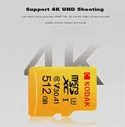 Карта памяти Micro SD Kodak, класс 10, 512 ГБ, 256 ГБ, 128 ГБ, 64 ГБ, 32 ГБ, высокоскоростная карта памяти U3 4K (art.: 3a39cc5437e)