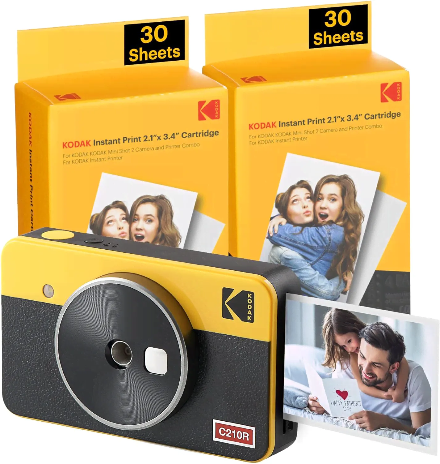 KODAK Mini Shot 2 Ретро-принтер для мгновенной камеры и фотографий - 8 листов, желтый