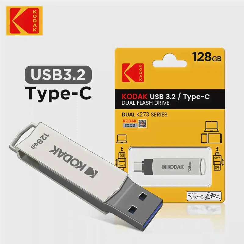 Kodak K273 USB флэш-накопители Высокой скорости 128 ГБ 256 ГБ U Диск USB3.0/3.1/3.2 Флешка 64 ГБ Металлическая OTG-флешка 100% Оригинал-0
