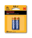 Батарейки Kodak MAX SUPER ALKALINE AA 1.5V Комплект 2шт.