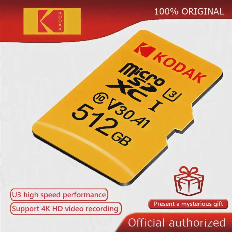 Карта памяти Micro SD Kodak, класс 10, 512 ГБ, 256 ГБ, 128 ГБ, 64 ГБ, 32 ГБ, высокоскоростная карта памяти U3 4K (art.: 3a39cc5437e)-1