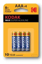 Батарейка Kodak LR03-4BL MAX SUPER Alkaline [K3A-4] (40/200/32000) - Б0005124